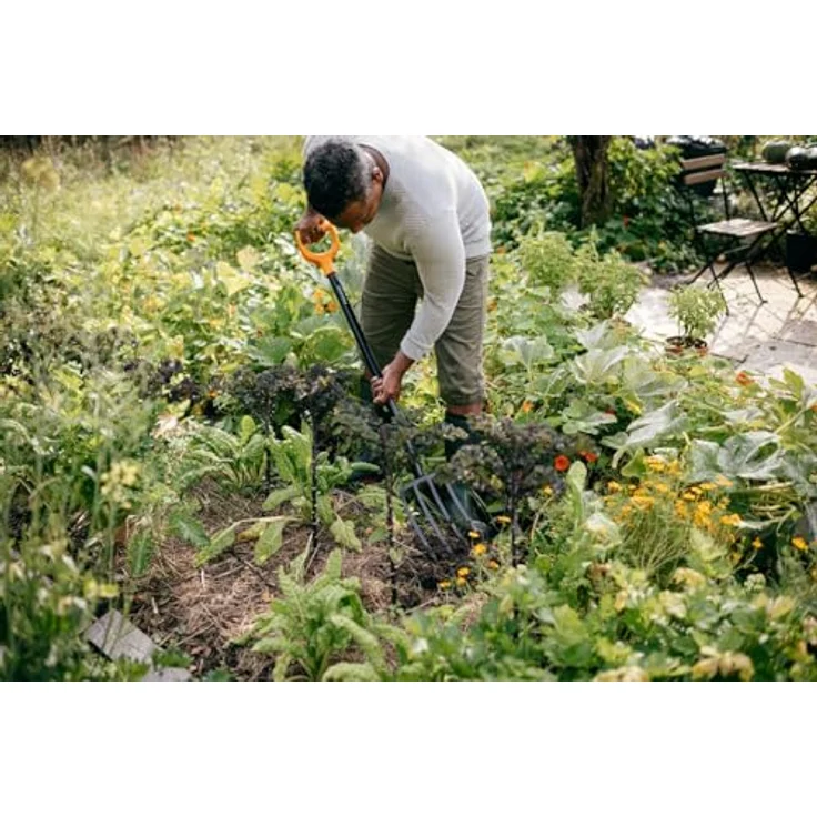 Fiskars Solid Spatengabel, 120 cm für harte, steinige Böden, 4 Zinken aus hochwertigem Stahl, Kunststoff-Stiel, Schwarz/Orange, 1070673 – Bild 3
