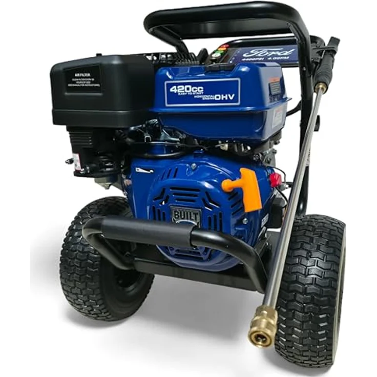 DeTec Hochdruckreiniger Ford Benzin 13PS, Flächenreiniger 420cm³, max. Druck 303 bar, max. Fördermenge 906 l/h, Annovi Reverberi RSV-4G40 Triplex Keramikpumpe – Bild 1
