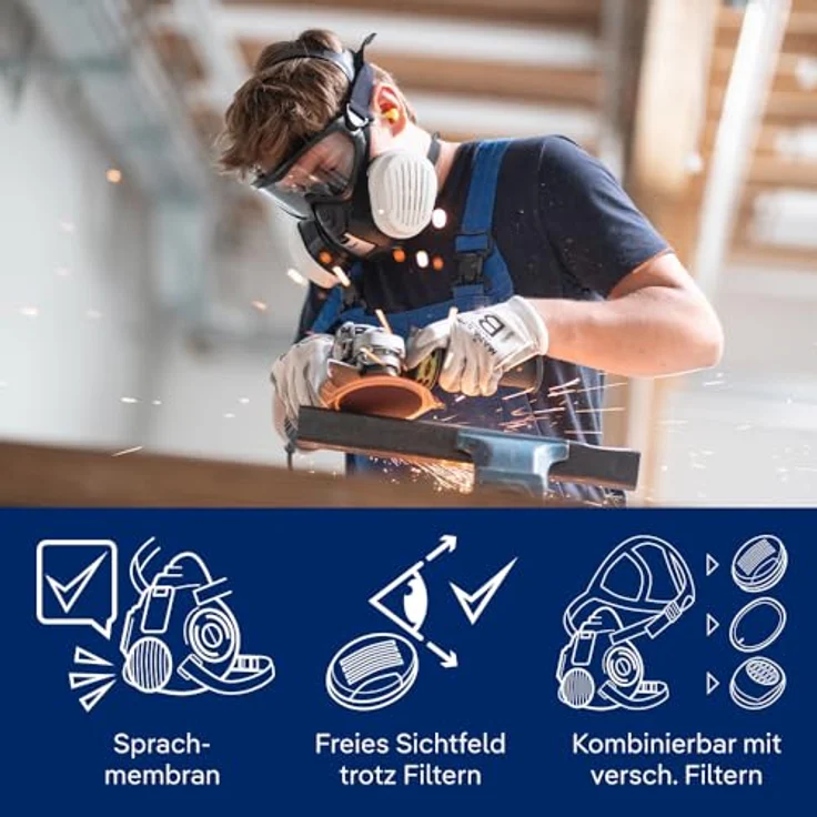 Dräger X-plore 3500 Halbmaske , Gr. L , Mehrweg Atemschutz-Maske für den Einsatz mit wechselbaren Bajonettfiltern – Bild 5