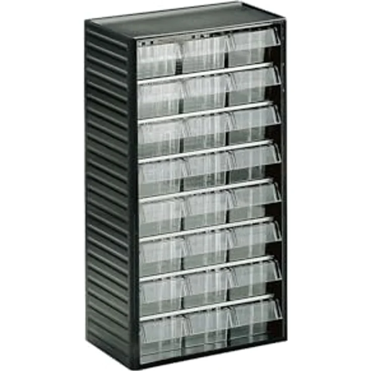 Treston Kleinteilemagazin 554-3, Polypropylen-Rahmen mit transparenten Polystyrol-Schubladen, BxTxH 310x180x550 mm – Bild 1