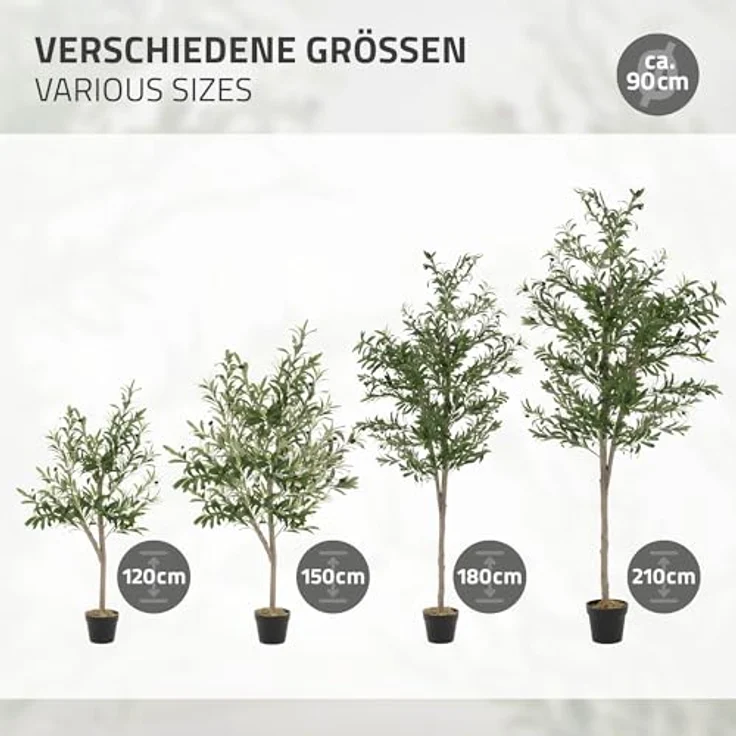 ML-DESIGN Kunstbaum Olive, 120 cm hoch, künstliche Pflanze mit echtem Holzstamm und Stoffblättern für Innen & Außen, dekorativ für Wohnräume und Garten – Bild 6