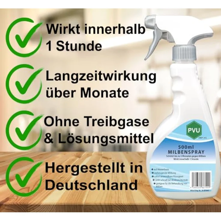 Pvu Milbenspray 500ml | Milbenspray für Matratzen | Milbenspray gegen Krätze | Hausstaubmilben bekämpfen | Spinnenmilben | Anti Milben Spray | für Innen & Aussen – Bild 3