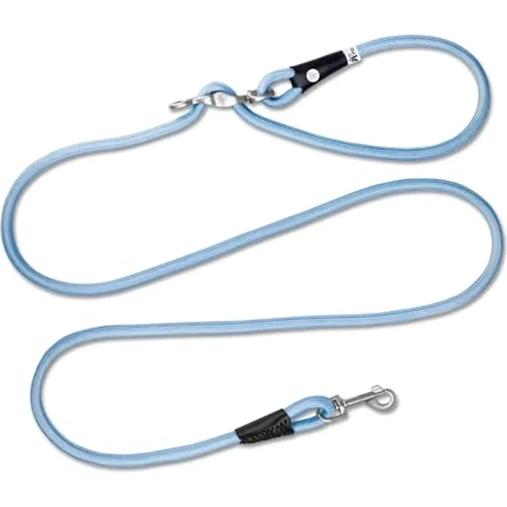 Curli Vario Comfort Leash SkyBlue S, stufenlos einstellbare Hundeleine mit shock-absorbing Nylonseil, 2 m Länge