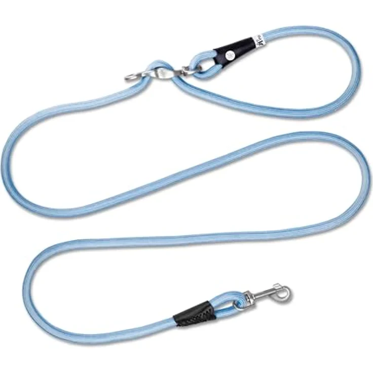Curli Vario Comfort Leash SkyBlue S, stufenlos einstellbare Hundeleine mit shock-absorbing Nylonseil, 2 m Länge – Bild 1
