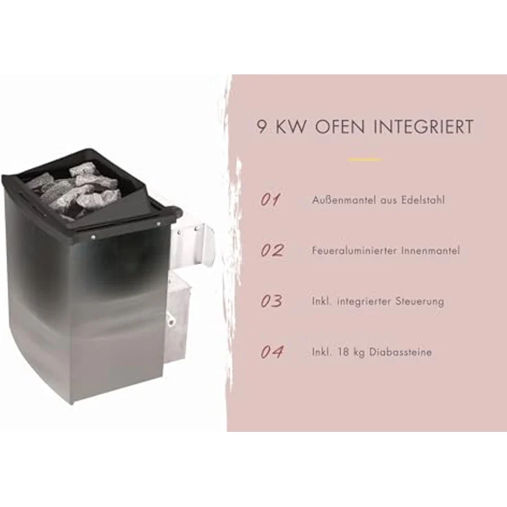 Karibu Fasssauna Fasssauna 38 mm Saunaofen 9kW - Komfortable Stehhöhe 200 cm, inkl. Dachschindeln - Naturbelassen – Bild 6