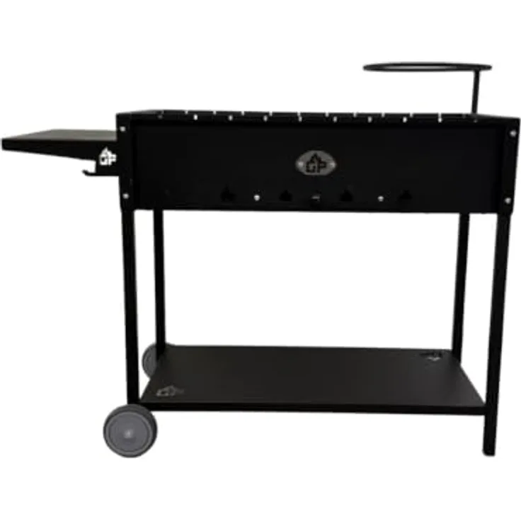 GOROCH Mangal Batyr 80, Schaschlikgrill aus 2mm Stahl mit Ablage und Topfhalter, kombinierbar mit Kazan, 80x33 cm Grillfläche