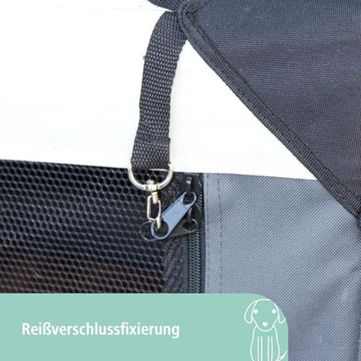 Kerbl Tiertransportbox Transportbox Journey 70 cm x 52 cm x 52 cm 80597, Nylonmaterial in Schwarz, mit integrierter Softplüsch-Matte und seitlichen Öffnungsmöglichkeiten – Bild 4