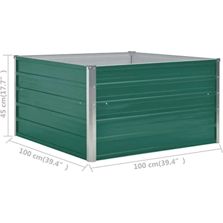 vidaXL Hochbeet 100 x 100 x 45 cm Verzinkter Stahl Grün – Bild 8