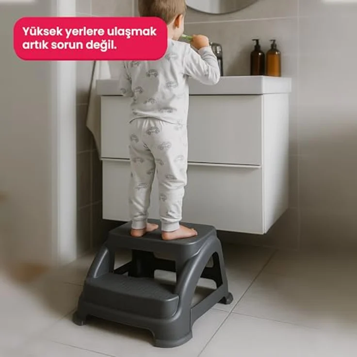 Redfink Doppelleiter Antirutsch-Doppeltreppe - Schwarzes Podest für Kinder und Senioren – Bild 6