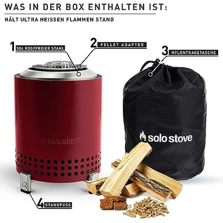 Solo Stove Mesa Tischfeuerstelle mit Standfuß | Raucharmes Mini Outdoor Tischfeuer, Befeuert mit Pellets oder Holz, Edelstahl, Inkl. Tragetasche, 17,5 x 13 cm, 635 g, Blau – Bild 2