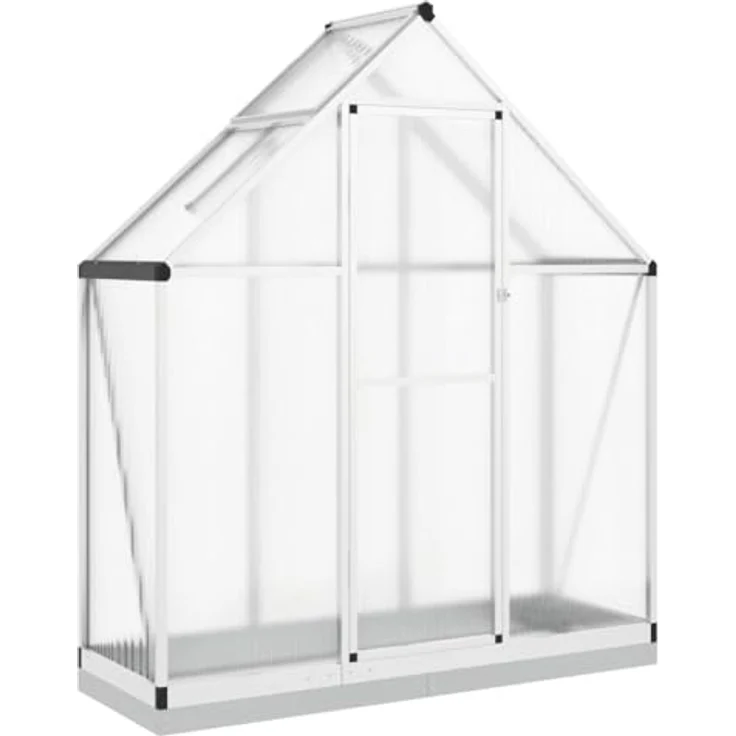 vidaXL Gewächshaus mit Fundamentrahmen Silbern 169x58x202cm Aluminium, UV-beständige Platten, Wetterbeständiger Rahmen – Bild 1