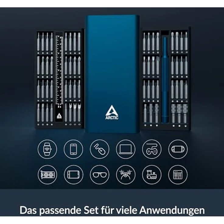 ARCTIC Precision Screwdriver Toolkit - Präzisionsschraubendreher-Set 62 in 1, Aluminiumgehäuse, für Elektronik, Laptop, Tablet, etc. – Bild 2