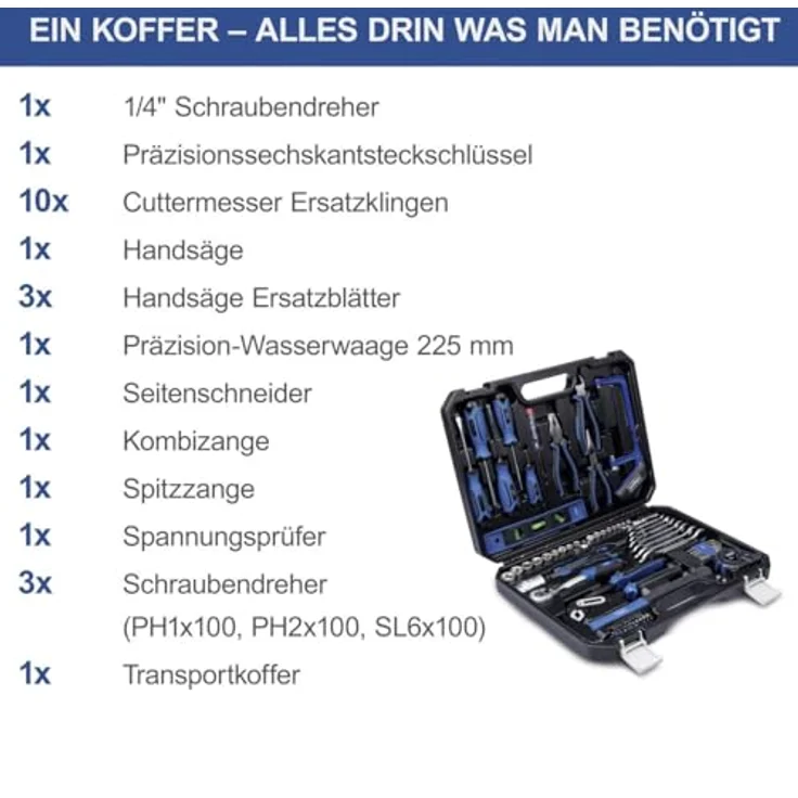Scheppach Werkzeugkoffer WZK120 97-teilig, Chrom-Vanadium-Stahl, gummierte Griffe mit Soft Grip – Bild 3