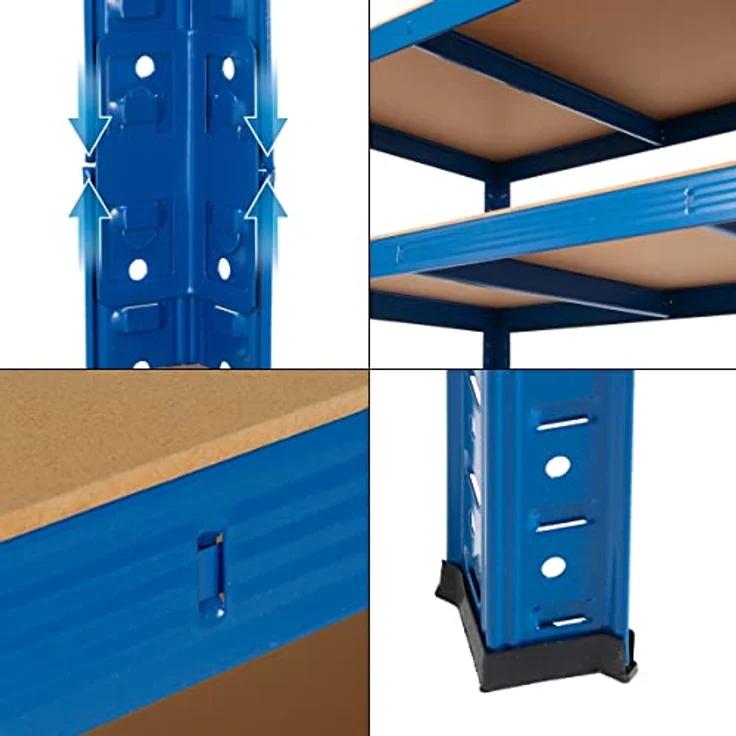 ecd germany Werkstattregal 200x100x60 cm blau aus MDF Holzfaserplatte und Metall belastbar – Bild 5