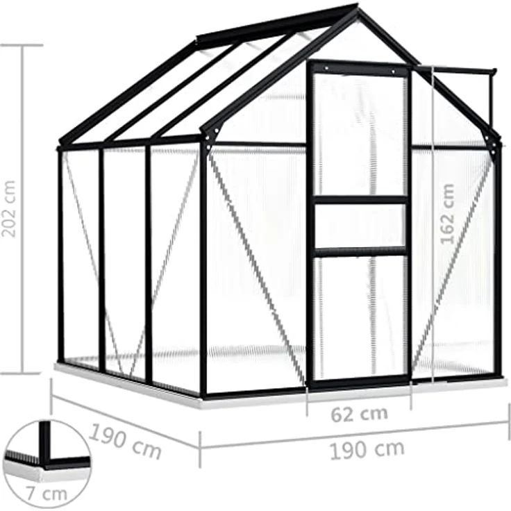 vidaXL Gewächshaus mit Fundamentrahmen Anthrazit Aluminimum 3,61 m³ – Bild 6