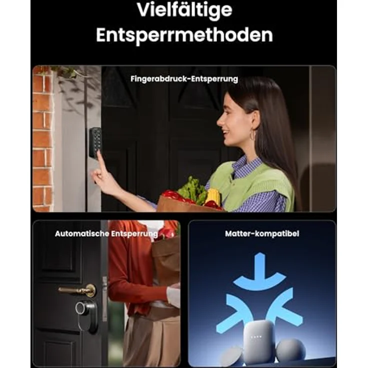 SwitchBot WLAN Smart Lock Ultra, Elektronisches Türschloss mit Fingerabdruck-Entsperrung, aufladbarem Akku, 18 Entsperrungsmethoden, Matter-Unterstützung – Bild 5