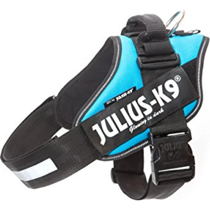 Julius-K9 K9 IDC POWERGESCHIRR GR 3 AQUA, Hundegeschirr mit reflektierenden Details, größenverstellbar - Halsband + Leine – Bild 1