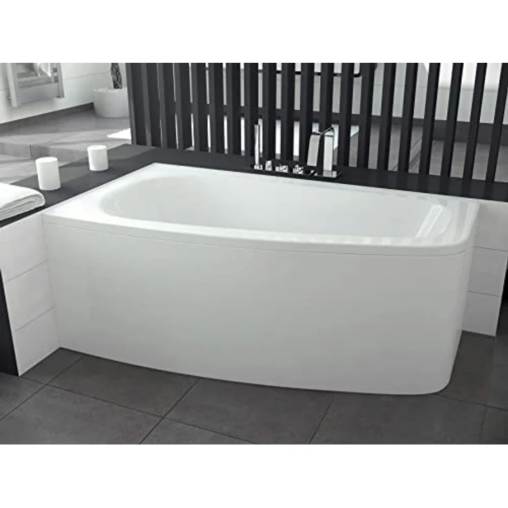 KOLMAN LUNA Eckbadewanne 150x80 Links, 4in1 Komplettset mit AcrylSchürze und Ablaufgarnitur, reinweiß, 155 Liter Fassungsvermögen – Bild 2