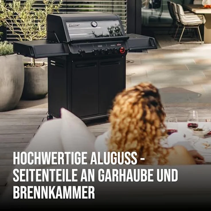 Enders® Monroe Pro 4 SIKR Turbo Shadow, Gasgrill mit 800 °C TURBO ZONE, Infrarot-Backburner und emailliertem Gussrost – Bild 6