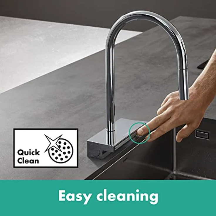 hansgrohe Aquno Select M81 Küchenarmatur, Einhebelmischer mit Ausziehbrause, 3jet Chrom, ComfortZone 170, Schwenkbereich 60°-150°, MagFit Halterung – Bild 8