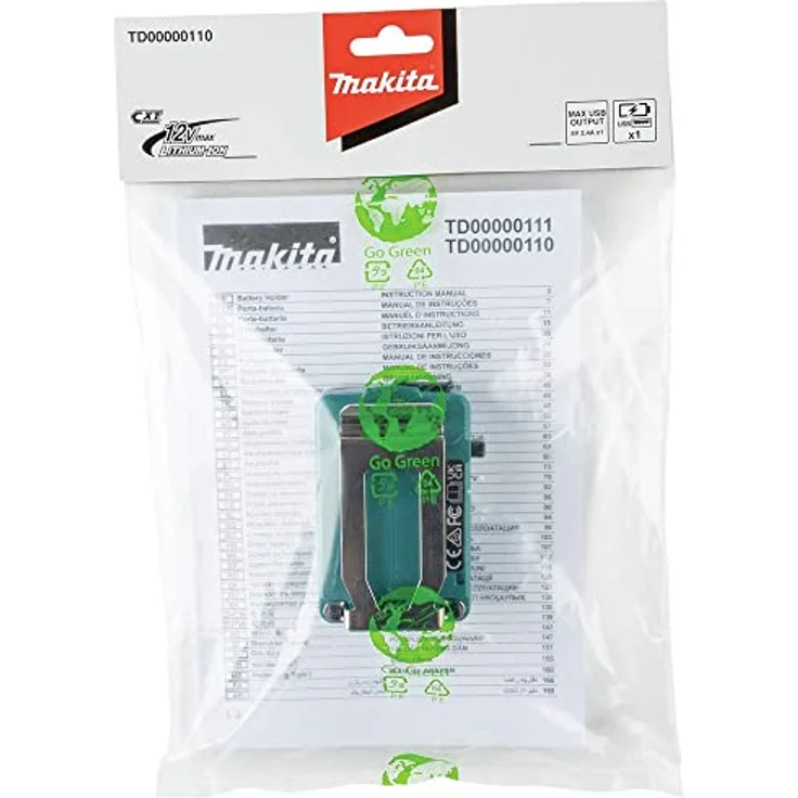 Makita Akku-Adapter 12V max. TD00000110, Akku-Halter mit USB-Anschluss und Gürtelklipp für Heizjacken – Bild 6