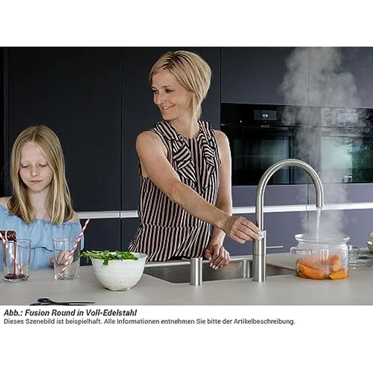 QUOOKER Fusion Round, Küchenarmatur mit PRO3 Reservoir, 3 Liter Kochendwasser, Voll-Edelstahl, 7 Jahre Garantie – Bild 3