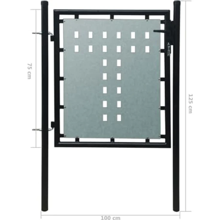 Zauntor Gartentor Einzeltor schwarz silber 100 x 125 cm – Bild 6