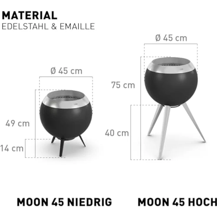 höfats - Moon 45 rauchfreie Feuerschale mit Holzvergaser-Technologie, ⌀ 45 cm, Edelstahl – Bild 2