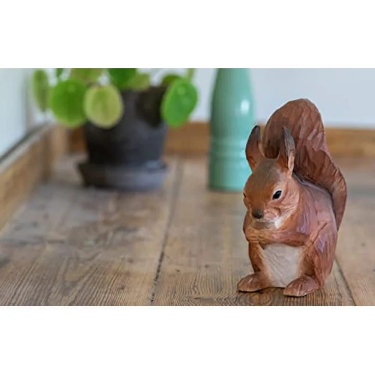 WILDLIFEGARDEN Wildlife Garden WG5942 Rotes Eichhörnchen, handgeschnitzte Dekofigur aus Lindenholz, 6,9 x 13,6 x 14 cm, von Hand bemalt mit ungiftigen Farben – Bild 4