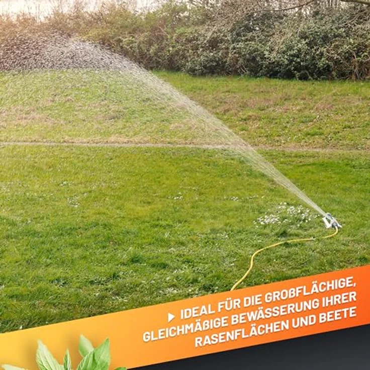 GRÜNTEK Metall Oszillations-Rasensprenger, Sprinkler mit Turbo-Motor für bis zu 352 m², flexibler Bewässerungsbereich für mittlere bis große Flächen – Bild 2