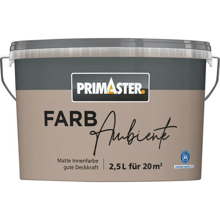 Primaster Farbambiente Wandfarbe matt naturbraun, Dispersionsfarbe für innen, 2,5 L, gute Deckkraft, atmungsaktiv, geruchsarm