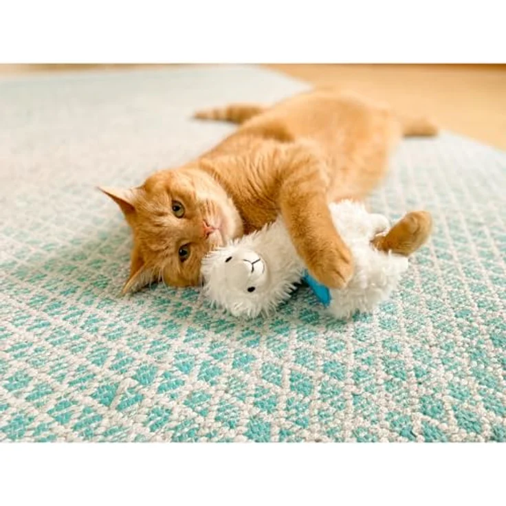 Aumüller Tierkuscheltier Lama Luigi, Katzenspielkissen mit Baldrian und Dinkelspelz, Schmuseplüsch, hochwertige Verarbeitung, Made in Germany – Bild 4