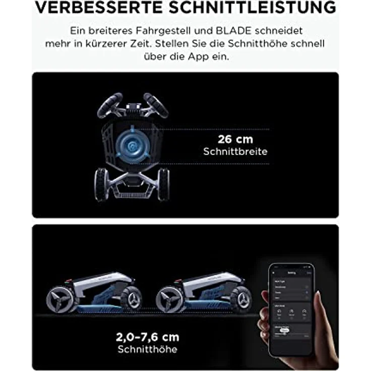 EcoFlow Blade Mähroboter mit drahtlose Begrenzungen, automatische Routenplanung mit GPS, intelligente RTK-Hindernisvermeidung, IPX5, diebstahlsichere automatische Verriegelung für Gärten – Bild 4