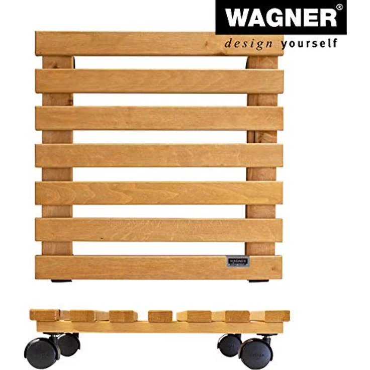 WAGNER Pflanzenroller Nature 35 x 35 cm I Pflanzenroller für Innenbereich, Erle Terracotta I Blumenroller aus FSC-Massivholz I Kübelroller aus Holz I Tragkraft 100 kg I Made in EU ? 20083501 – Bild 5