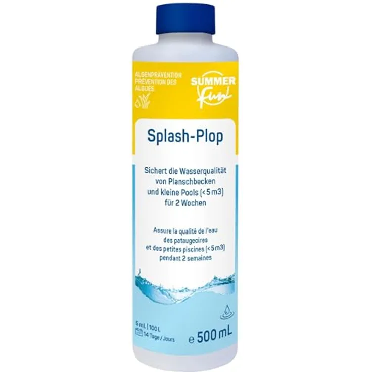 Summer Fun Splash-Plop, Pooldesinfektionsmittel für sauberes Wasser, 0,5 Liter, chlorfrei und hautverträglich