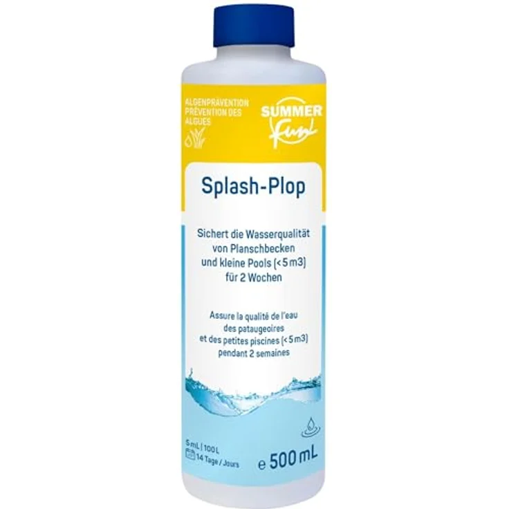 Summer Fun Splash-Plop, Pooldesinfektionsmittel für sauberes Wasser, 0,5 Liter, chlorfrei und hautverträglich – Bild 1