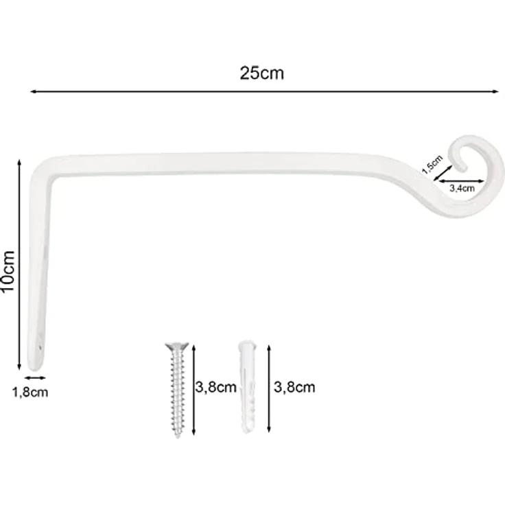 LOOGI Pflanzenhalterung, 25cm Blumenampelhalter aus Eisen, rostsicher, 2 Stück, Weiß – Bild 2