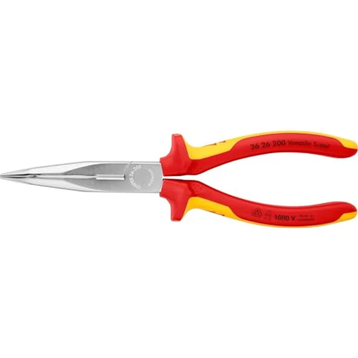 KNIPEX 26 26 200 Flachrundzange mit Schneide (Storchschnabelzange) verchromt isoliert mit Mehrkomponenten-Hüllen, 200 mm – Bild 4