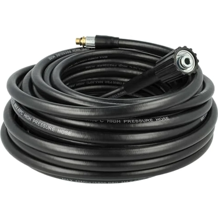vhbw 15m Hochdruckschlauch für Kärcher K 3 Horizontal Plus, 3 Full Control Home, 3 Home, 3 Full Control Home T 5, mit Schnellkupplung, max. Druck 200 bar, schwarz/gold – Bild 3