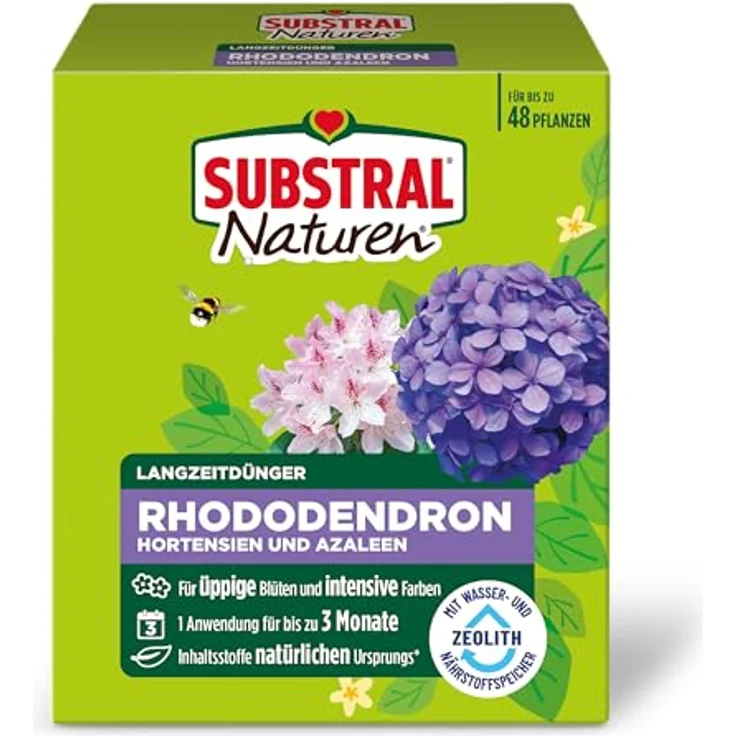 Substral Naturen Langzeitdünger für Rhododendron, Hortensien und Azaleen - 1,2 kg, organisch-mineralisch, für bis zu 3 Monate Blütenpracht – Bild 1