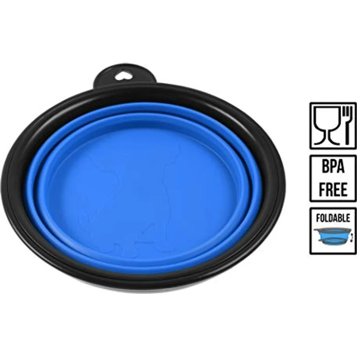 PhoneNatic Faltbarer Silikon-Hundenapf in blau, Reisenapf für Hunde und Katzen mit Karabiner -, S, blau, 350 ml, 60014330 – Bild 3