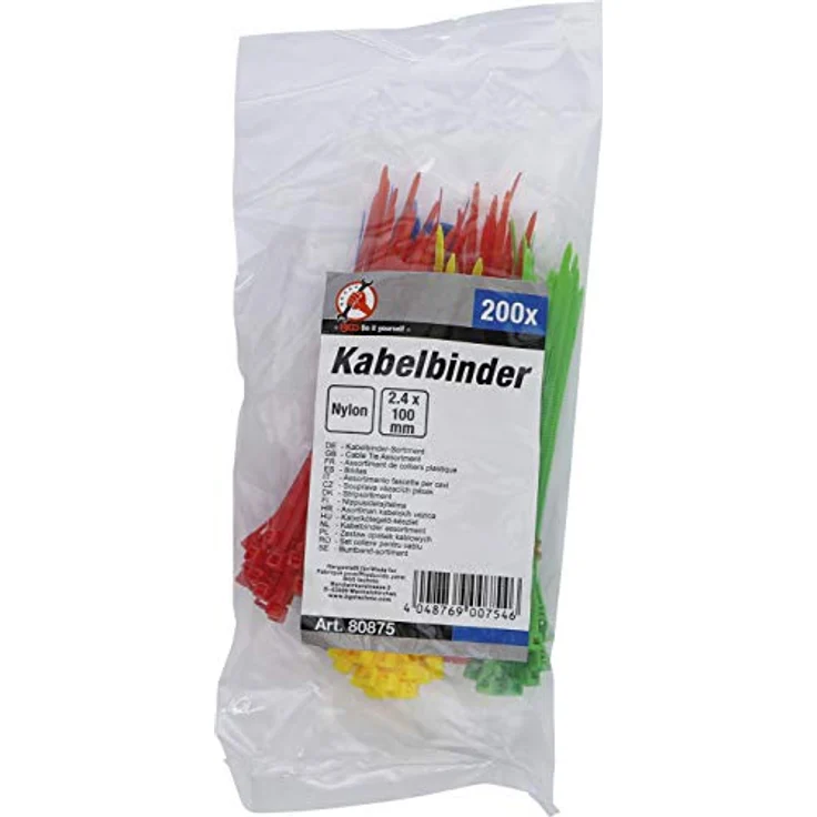BGS Diy 80875 | Kabelbinder-Sortiment | 200-tlg. | farbig | 2,4 x 100 mm | Set | Nylon – Bild 3