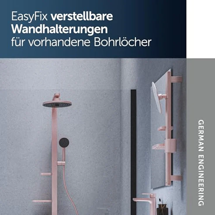 Ideal Standard Beauty Kosmetikspiegel-Set Bar S700, höhenverstellbar mit großem Spiegel Ø 205 mm und Ablagen, Rosé – Bild 4
