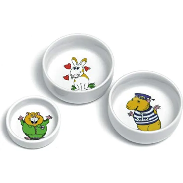 Flamingo 44085 Napf Keramik für Nager, mit Motiv 300 ml ø: 11cm Motiv Meerschweinchen