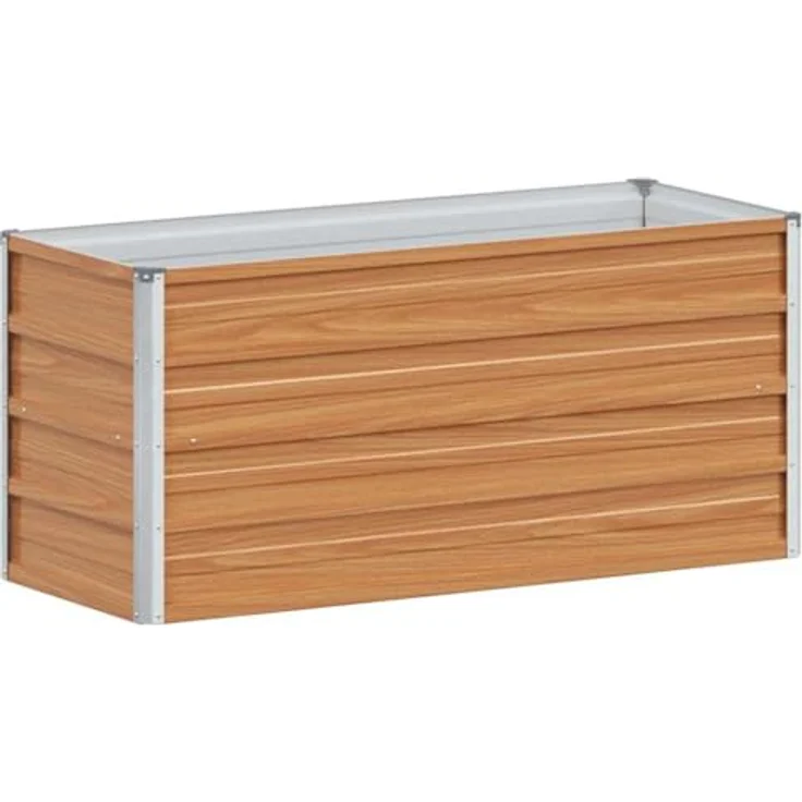vidaXL Hochbeet aus verzinktem Stahl, hellbraun, 100 x 40 x 45 cm, rost- und korrosionsbeständig, wetterfest, offenes Bodendesign – Bild 1
