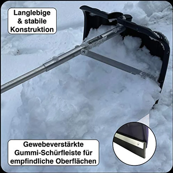 FenWi Schneeräumer für Teleskopstange I Schneeschaufel mit Gummileiste I Photovoltaik Dachräumer, stabil und langlebig, ideal zur Schnee-Entfernung – Bild 2