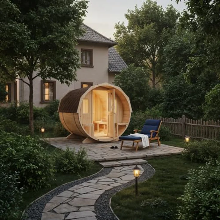 FinnTherm Fass-Sauna Sam, ohne Ofen & Zubehör, Saunaofen:ohne Ofen|Ausführung:Natur unbehandelt|Bauweise:Bausatz – Bild 4