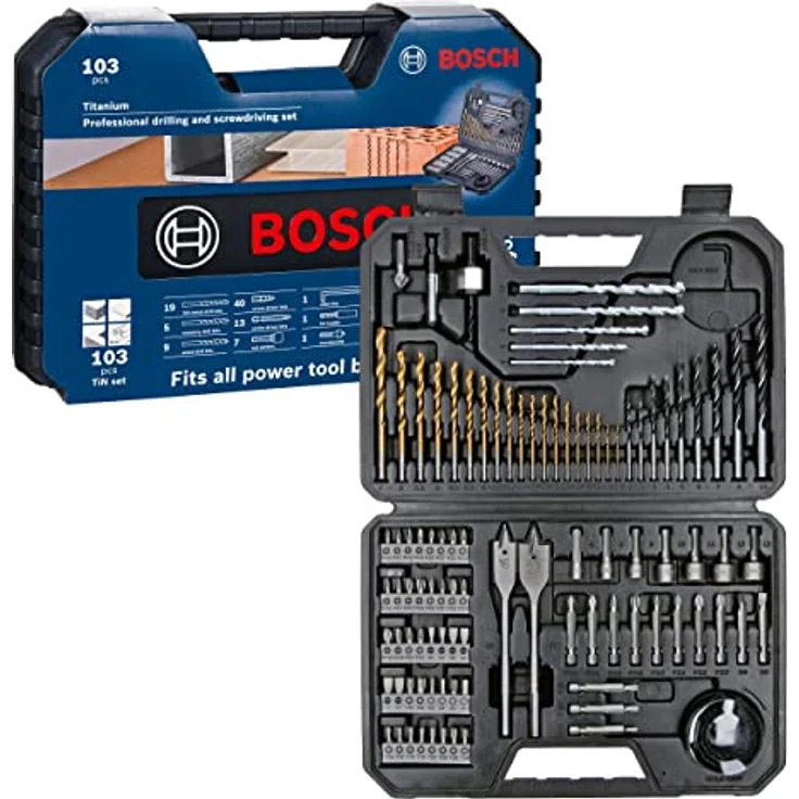 Bosch Accessories Professional 103tlg. Bohrer- und Bit Set Titanium Box (für Holz, Stein und Metall) – Bild 1