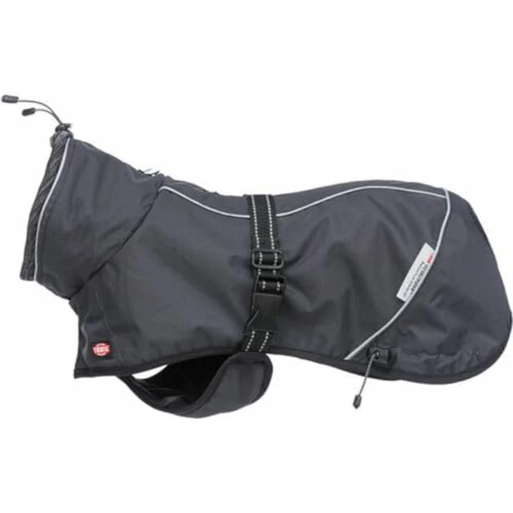 Trixie Calvi Hundemantel, Schwarz, L: 55 cm, wasser- und winddicht, mit reflektierenden Streifen – Bild 2