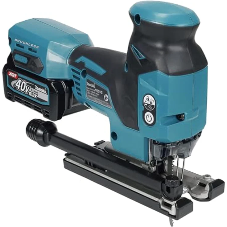 Makita JV001GD201 40 V Max Li-Ion XGT Brushless Stichsäge, 2 x 2,5 Ah Akkus, Ladegerät, im Makpac-Koffer, Bajonett-Schaft, Zwangsstaubabholung, max. Schnittleistung: Holz 135 mm, Stahl 10 mm, Aluminium 20 mm – Bild 2